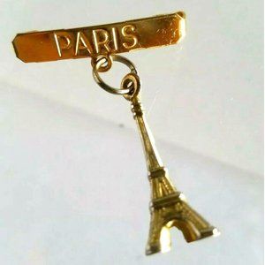 Vintage  Eiffel Tower Charm on Paris Bar Pin Souvenir of Paris brooch pin